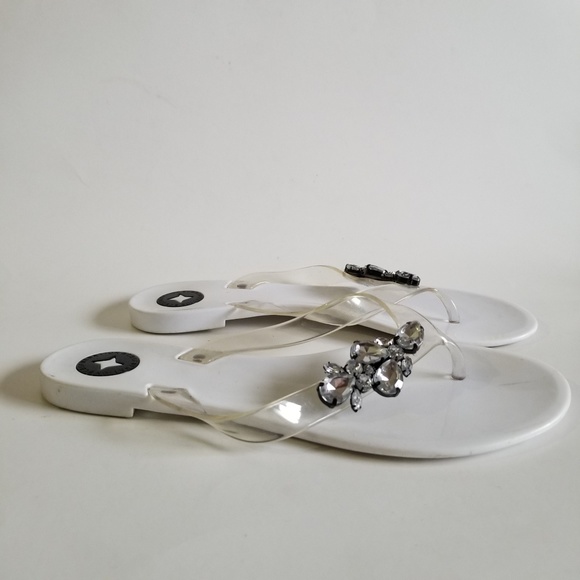 BCBGeneration White Rhinestone Jelly Sandal 7 - Picture 2 of 7